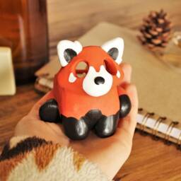 Handmade Red Panda Tealight Holder - Ceramic Animal Gift - thumbnail 2