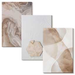 Canvas Set Of 3 - Designer Abstraction Inspired By Nature, Brown Photo Print, Natural Textures Wall Decor - thumbnail 2