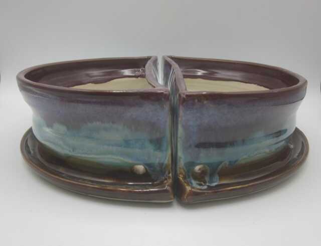 Handmade Ceramic Book End Planter - Purple/Blue/Green/Brown - Set Of 2 - image 1