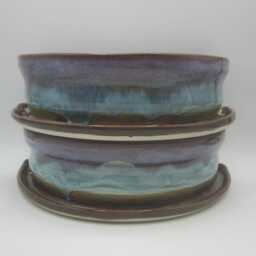 Handmade Ceramic Book End Planter - Purple/Blue/Green/Brown - Set Of 2 - thumbnail 3