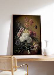 Antique Flower Painting, Floral Print, Still Life With Flowers , Dark Academia Decor, Moody Wall Art, Botanical Digital, Home Decor - thumbnail 1