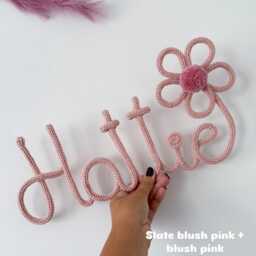 Personalized Knitted Wire Name Sign Nursery Decor With Flower & Pom-Pom - thumbnail 3