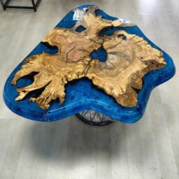 Made To Order Custom Table, Deep Sea Blue River Epoxy Walnut Resin Epoxy, Dining Table - thumbnail 4