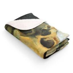 "Pyramid Of Skulls, Sherpa Fleece Blanket, Vintage, Antique Painting, Paul Cezanne, 1900, 50""x60" - thumbnail 2