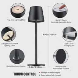 Cordless Touch Lamp. Beautiful Pink Floral Design Decoupaged Usb Rechargeable No Plugs Or Sockets Needed. Cordless - thumbnail 3