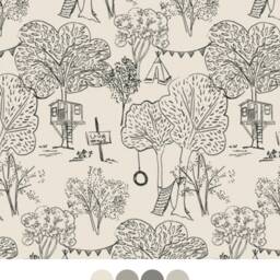 Treehouse Crib Sheet Neutral Vintage Fort Bedding - thumbnail 2