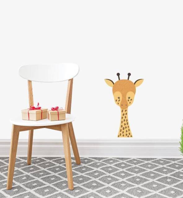 Cute Giraffe Face Wall Sticker Decal - Kids Stickers, Animals Childrens Decals, Art, Room, Girl, Boy