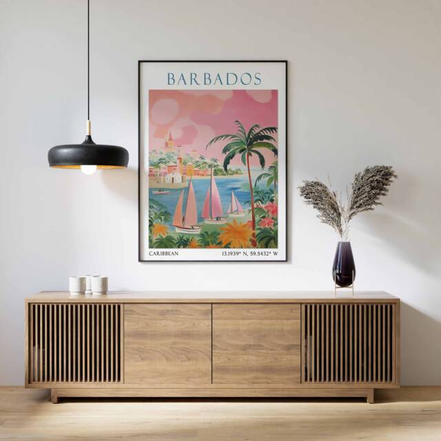 Barbados Travel Print, Poster, Caribbean Wall Art, Island Decor, Coastal Beach House Decor - image 1