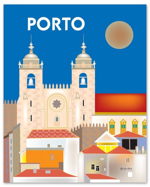 Porto Portugal Skyline, Print, Art, Canvas, Poster, Loose Petals Skyline, E8-O-Porto - image 1