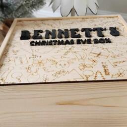 Personalized Christmas Eve Box, Engraved Family Keepsake - 25cm - thumbnail 3