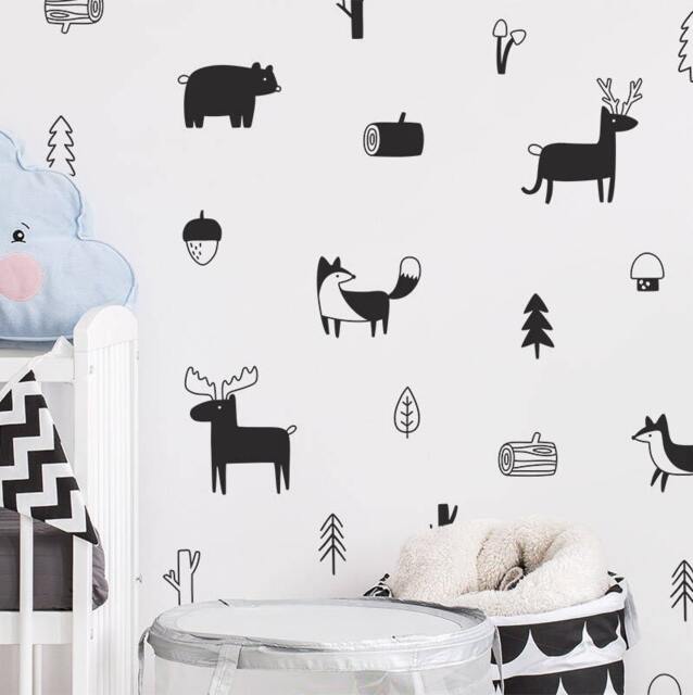 Woodland Wall Decals - Nursery Decals, Forest Tree Animal Stickers - image 1