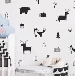 Woodland Wall Decals - Nursery Decals, Forest Tree Animal Stickers - thumbnail 1
