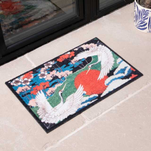 Japanese Crane Indoor Washable Doormat - image 1
