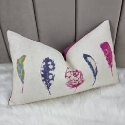 Pillow Cover Harlequin Limosa Cushion Cover, Logan/Raspberry Linen Blend Reverse Velvet Pink Cherise - thumbnail 1