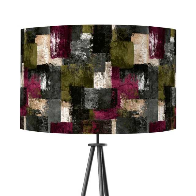 Grunge Inspired Lampshade - Velvet Khaki Abstract Green Black Drum Lamp Shade 20cm 25cm 30cm 35cm 40cm 45cm Table Lamp, Ceiling Pendant - image 1