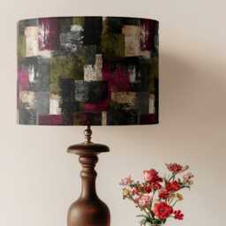 Grunge Inspired Lampshade - Velvet Khaki Abstract Green Black Drum Lamp Shade 20cm 25cm 30cm 35cm 40cm 45cm Table Lamp, Ceiling Pendant - thumbnail 2