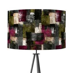 Grunge Inspired Lampshade - Velvet Khaki Abstract Green Black Drum Lamp Shade 20cm 25cm 30cm 35cm 40cm 45cm Table Lamp, Ceiling Pendant - thumbnail 1