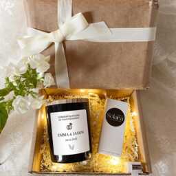Personalised Engagement Soy Candle Gift Set, Custom Names & Date, Mr Mrs Candle, Wedding Keepsake, For Couple Bestie - thumbnail 4