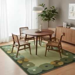Handmade Swedish Kilim Rug Custom Scandinavian Wool Rug, Boho Minimalist Decor Bedroom Green Carpet - thumbnail 3