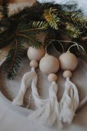 Wooden Christmas Tree Ornament, Bauble Decoration, Wood Balls, Xmas Decorations, Scandi Christmas - thumbnail 1