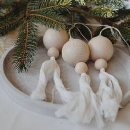Wooden Christmas Tree Ornament, Bauble Decoration, Wood Balls, Xmas Decorations, Scandi Christmas - thumbnail 2