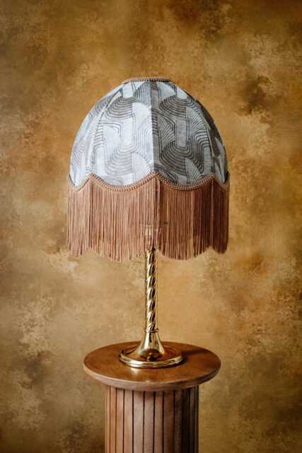 The Marianne - Bronze Geometric Fringed Lampshade Brown Vintage Style, Pendant, Handmade in England - image 1