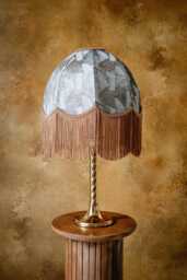 The Marianne - Bronze Geometric Fringed Lampshade Brown Vintage Style, Pendant, Handmade in England - thumbnail 1
