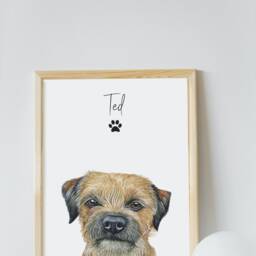 Border Terrier Print, Personalised Dog Portrait, Wall Art - thumbnail 2