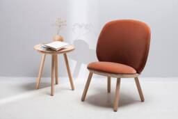 Terracotta Low Chair Solid Ash & Leather Lounge Seating - thumbnail 1