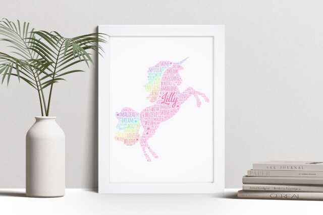 Personalized Unicorn Word Art Print Custom Girl's Room Decor - image 1