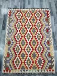 Classic Kilim Rug, Handmade Artisan Afghan Turkish Scandinavian Navajo Bohemian Wool Flatweave Multicolour Rug 182x132 cm - thumbnail 1