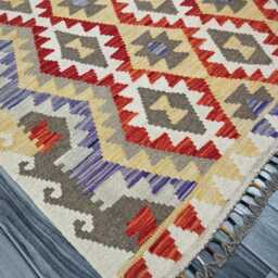Classic Kilim Rug, Handmade Artisan Afghan Turkish Scandinavian Navajo Bohemian Wool Flatweave Multicolour Rug 182x132 cm - thumbnail 2