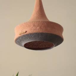 Handmade Crochet Lampshade, Lights, Boho Cotton Light Pendant - thumbnail 3