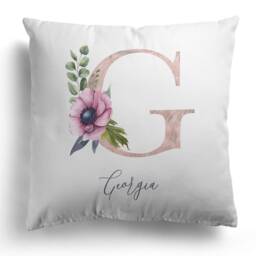 Girls Cushion With Name, Personalised Initial, Custom Pillow, Gift For Her, Bedroom Decor, Birthday Ladies, Floral Decor - thumbnail 3