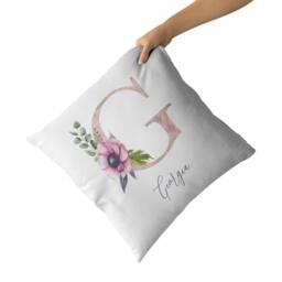 Girls Cushion With Name, Personalised Initial, Custom Pillow, Gift For Her, Bedroom Decor, Birthday Ladies, Floral Decor - thumbnail 2