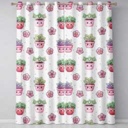 Cute Kawaii Garden Tools Plants Bees Stars Seamless Pattern Readymade Eyelet Ring Top Thermal 100% Blackout Curtains - thumbnail 2