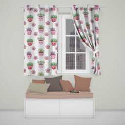 Cute Kawaii Garden Tools Plants Bees Stars Seamless Pattern Readymade Eyelet Ring Top Thermal 100% Blackout Curtains - thumbnail 1