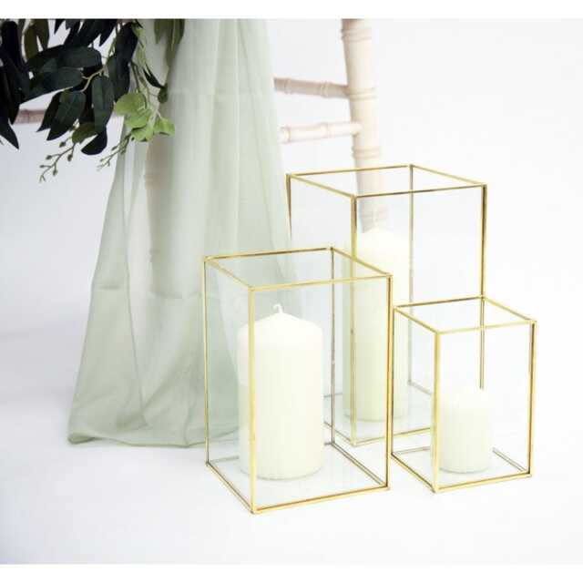 Terrarium Gold Framed Glass Candle Holder 3 Sizes Available For Weddings Events Decor - image 1