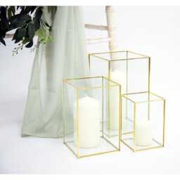Terrarium Gold Framed Glass Candle Holder 3 Sizes Available For Weddings Events Decor - thumbnail 1