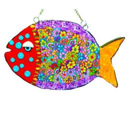 Colorful Fish Wall Sculpture Polymer Clay Ocean Decor - thumbnail 3