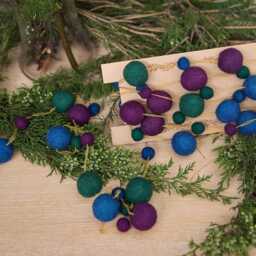 Jewel Tone Ball Garland, Handmade Holiday Decor, Boho Christmas Decoration, Colorful Festive Garland - thumbnail 3