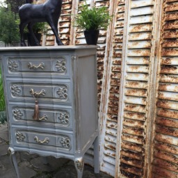 Vintage French Carved Chest Of Drawers Hall Hand Painted Shabby Chic - thumbnail 2