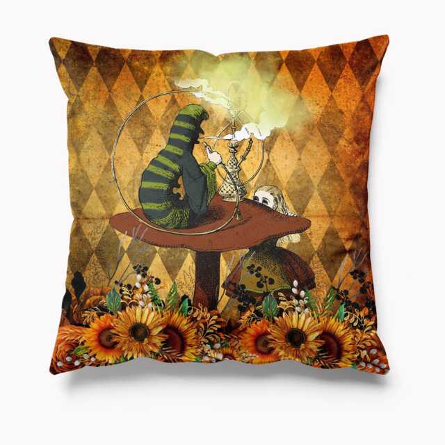 Outdoor Garden Cushion - Alice in Wonderland Caterpillar Sunflowers Autumn Waterproof Water Resistant Pillows 18 - image 1