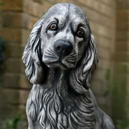 Cocker Spaniel Sculpture Concrete Dog Statue Cement Figurine Stone Animal Decoration Spaniel Lover Gift Handmade Art - thumbnail 2