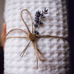 White Linen Waffle Towel Set Soft Stonewashed Cotton Blend - thumbnail 4