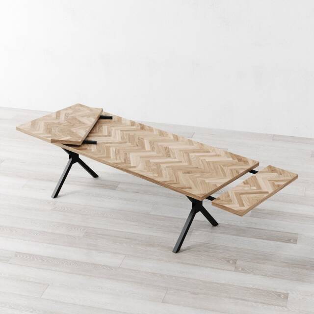Kew Herringbone Extendable Natural Oak Dining Table - image 1