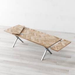 Kew Herringbone Extendable Natural Oak Dining Table - thumbnail 4