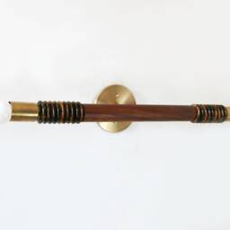 Tiger Eye Gemstone & Walnut Wall Fixture Light Double Brass Sconce Vanity Bedside Lamp - thumbnail 2