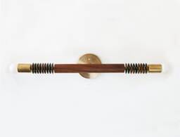 Tiger Eye Gemstone & Walnut Wall Fixture Light Double Brass Sconce Vanity Bedside Lamp