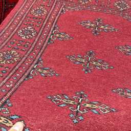 2.6x10 Magenta Color 3 Ply Handmade Bokhara Runner Rug - Hallway Stairs Carpet, Extra Thick Pile - thumbnail 4
